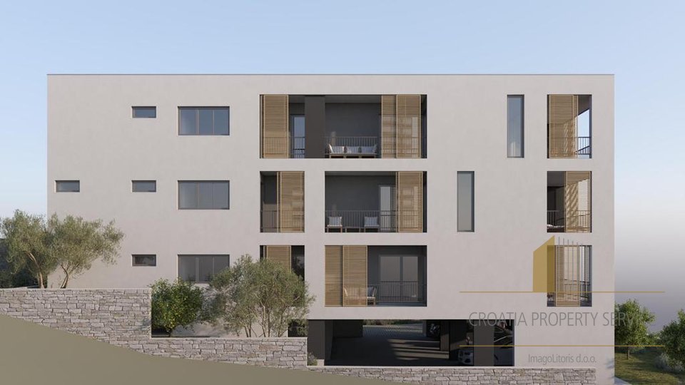 Роскошные апартаменты в строящемся городском доме 1-й ряд от моря в Вела Лука!