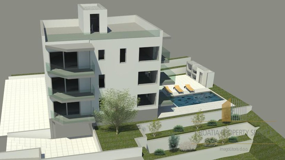 Wohnungen in einem modernen Gebäude im Bau mit Schwimmbad auf der Insel Ciovo!