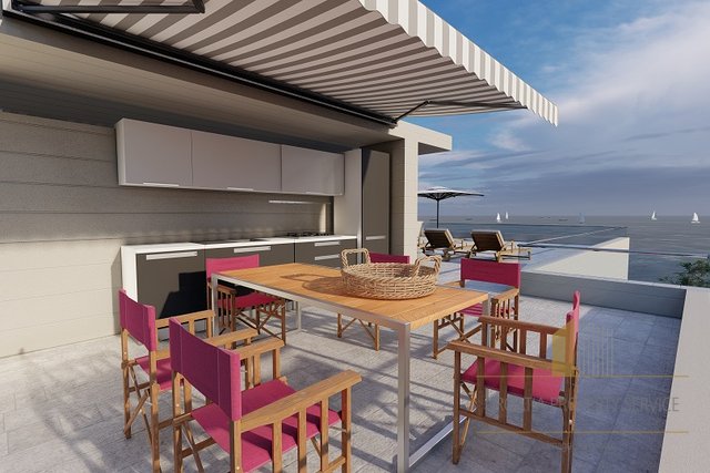 Luxuswohnung mit Dachterrasse 1. Reihe zum Meer bei Zadar!