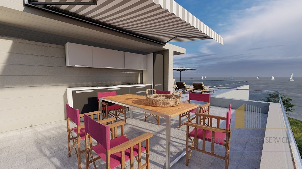 Luxury penthouse with a roof terrace 1st row to the sea near Zadar!