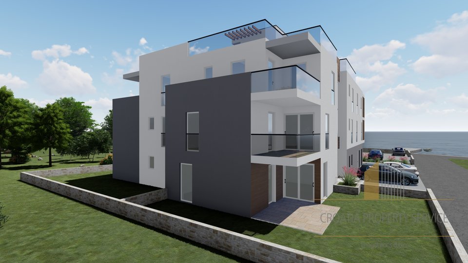 Luxuswohnung mit Dachterrasse in einem Neubau erste Reihe zum Meer - Srima!