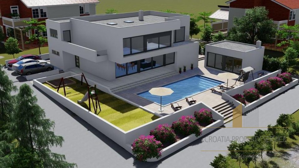 Luxuriöse 5-Sterne-Villa im Bau, erste Reihe zum Meer in der Nähe von Zadar!