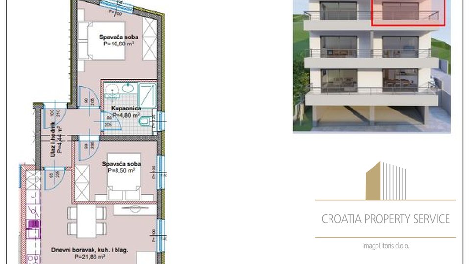 Stan od 57 m2 u novogradnji, u blizini plaže u Tučepima - Makarska rivijera!