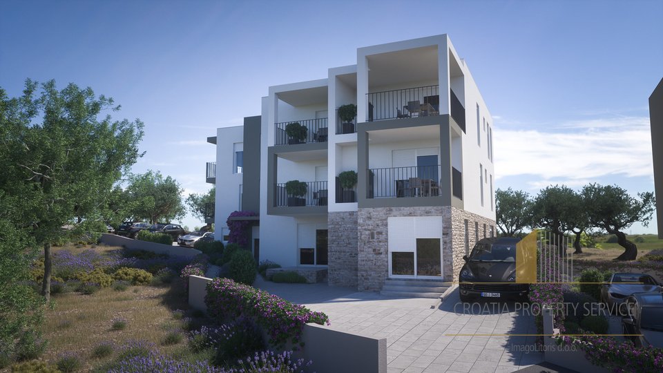 Geräumige Wohnung in einem neuen Gebäude 150 m vom Meer entfernt in Žaborić!