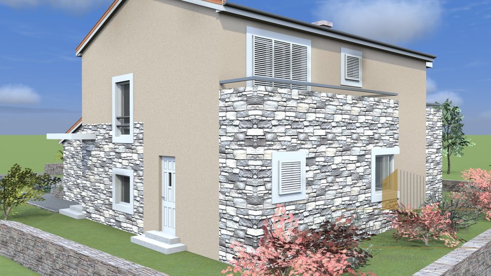 Baugrundstück mit Konzeptentwurf für eine Villa mit Swimmingpool in Vodice!