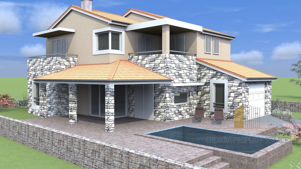 Building land with project for a villa with a swimming pool in Vodice!