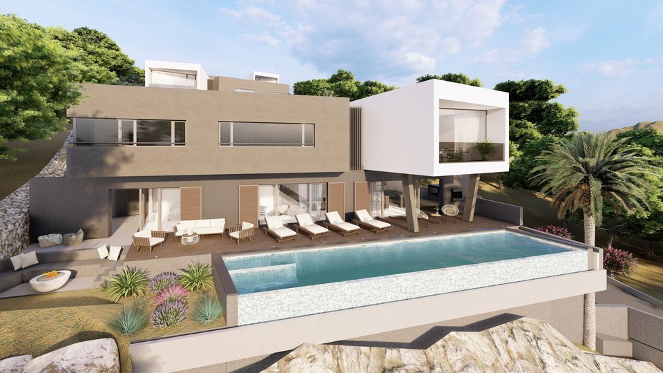 Modern luxury villa OCEAN with sea view near Trogir!