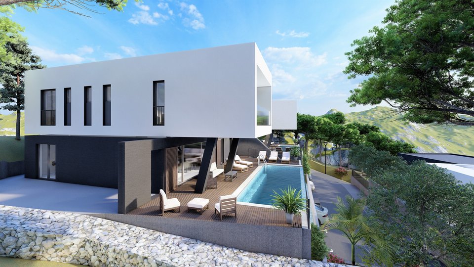 Luxury semi-detached villa with sea view in a prestigious location near Trogir!