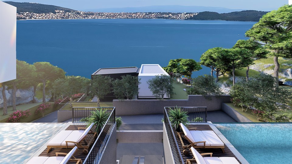 Luksuzna vila dvojček s pogledom na morje na prestižni lokaciji v bližini Trogirja!