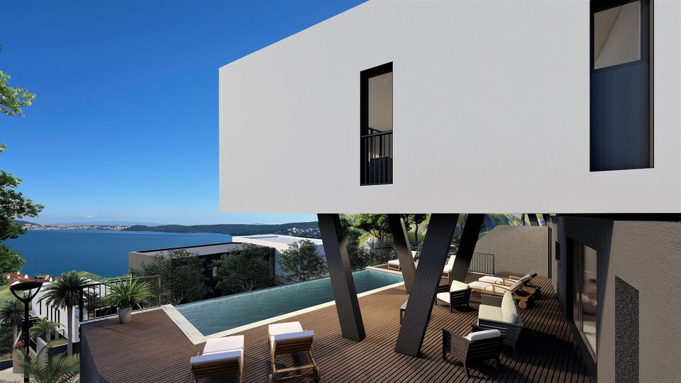 Luxuriöse Doppelhaushälfte mit Meerblick in prestigeträchtiger Lage in der Nähe von Trogir!