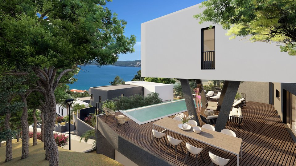 Luksuzna dvojna vila s pogledom na more na prestižnoj lokaciji  u blizini Trogira!