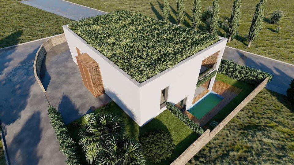 Elegantna moderna vila v gradnji 50 m od morja v bližini Šibenika!