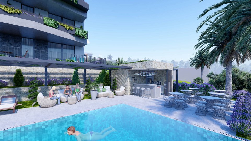 Luksuzno stanovanje s teraso in vrtom v modernem kompleksu v gradnji - Makarska!