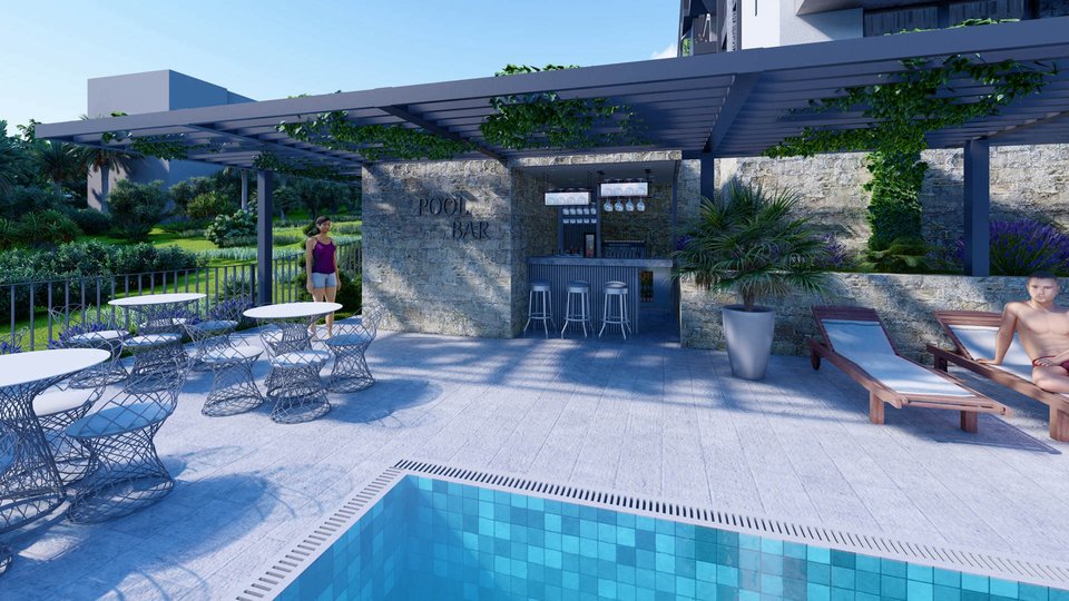 Luksuzni stan s terasom i vrtom u modernom kompleksu u izgradnji - Makarska!