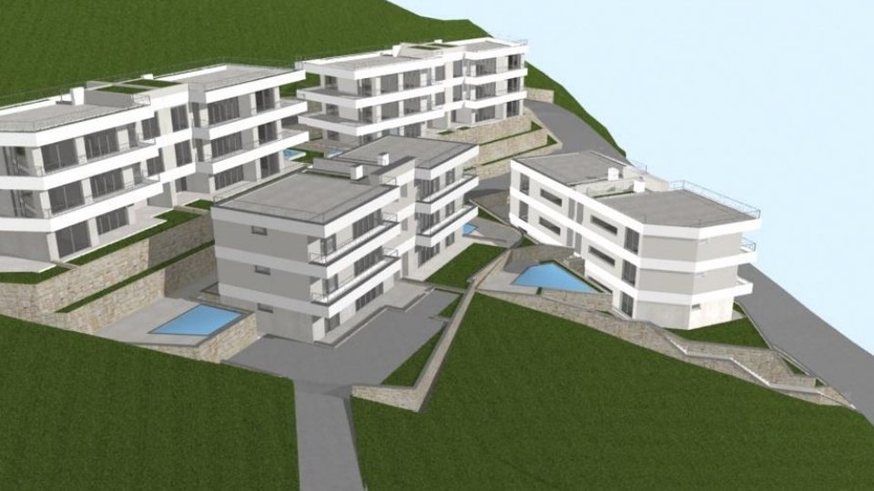 Bauland 5000 m2 mit einem Projekt für 8 Luxusgebäude in Čiovo!