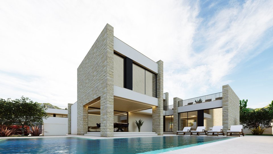 Moderne Luxusvillen im Bau an einem wunderschönen ruhigen Ort in der Nähe von Zadar.