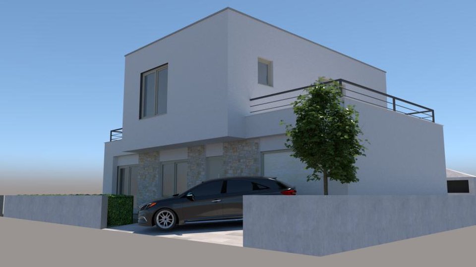 Nova moderna hiša z bazenom 100 m od plaže - otok Vir!