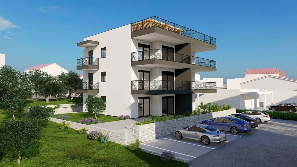 Apartment mit Garten in einem modernen Neubau 200 m vom Strand entfernt auf der Insel Čiovo!