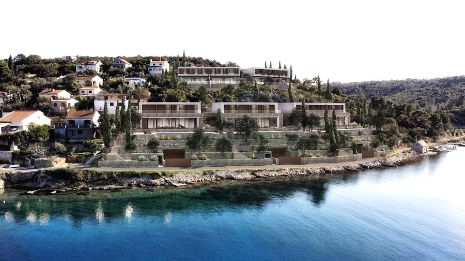 Ein Komplex aus 7 Luxusvillen in exklusiver Lage, erste Reihe am Meer – der Insel Šolta!