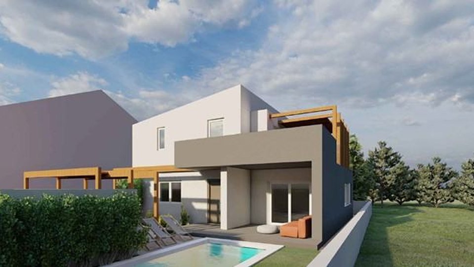 Eine moderne Villa mit Swimmingpool im Bau auf der Insel Vir!