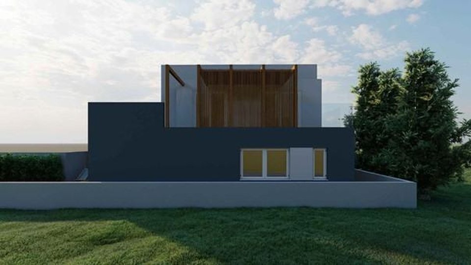 Una villa moderna con piscina in costruzione sull'isola di Vir!