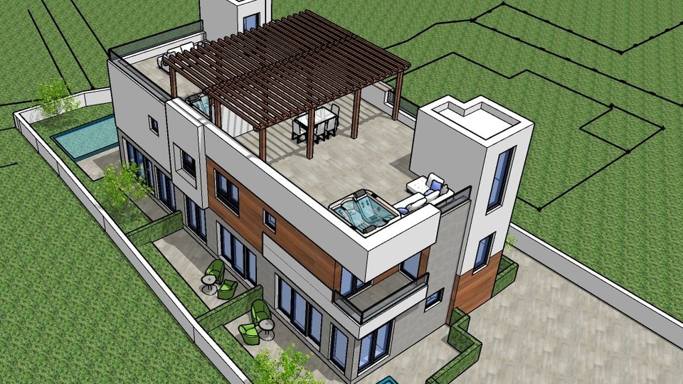 Lussuoso appartamento a due piani con piscina, terrazza sul tetto e vista mare - Vodice!