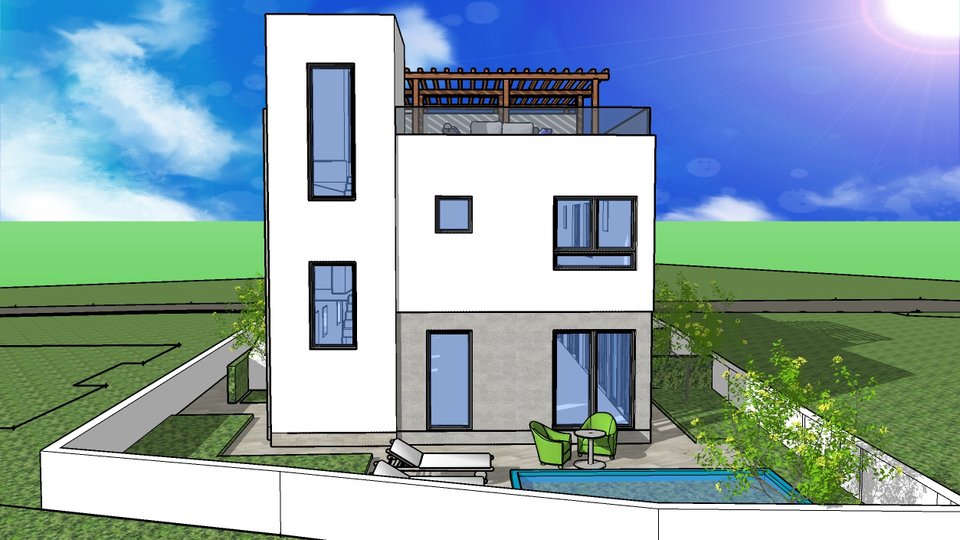 Lussuoso appartamento a due piani con piscina, terrazza sul tetto e vista mare - Vodice!