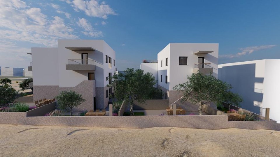 Apartment in a new building with a roof terrace and a view of the sea on the island of Pag!