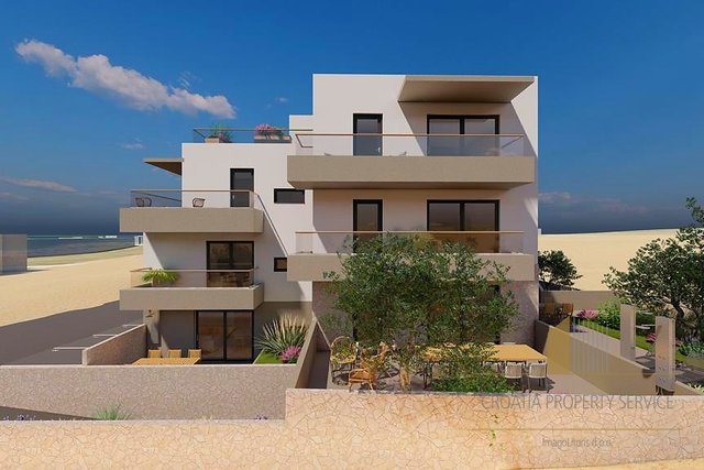 Moderni stan s pogledom na more u novogradnji 250 m od plaže na otoku Pagu!