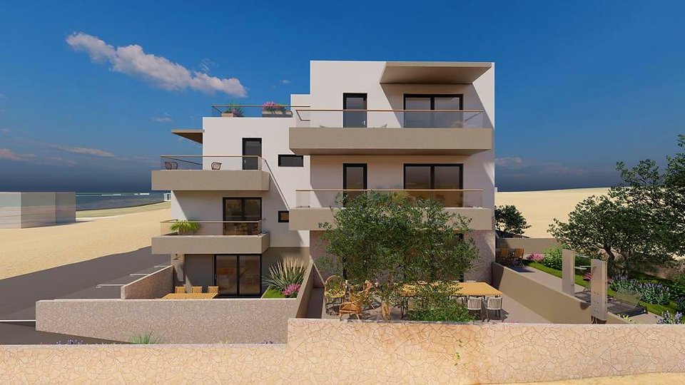 Moderne Wohnung mit Meerblick in einem neuen Gebäude 250 m vom Strand entfernt auf der Insel Pag!