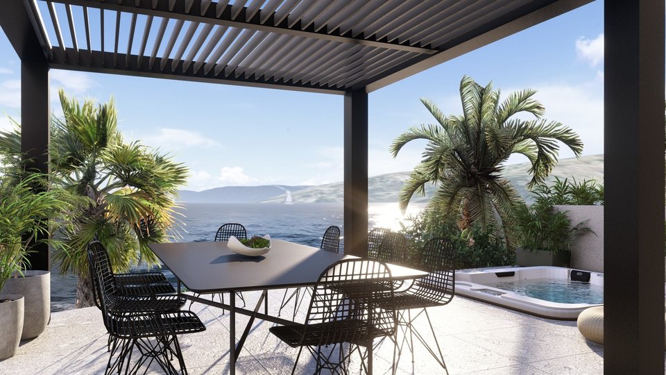Luxury penthouse in a new building, 1st row by the sea near Trogir!