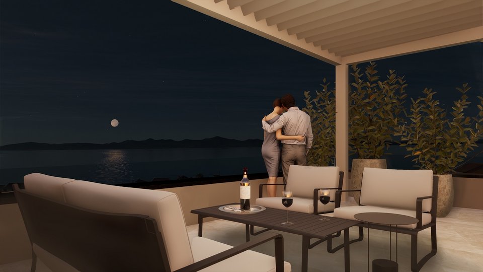 Роскошная квартира с террасой на крыше и прекрасным видом на море - Задар!