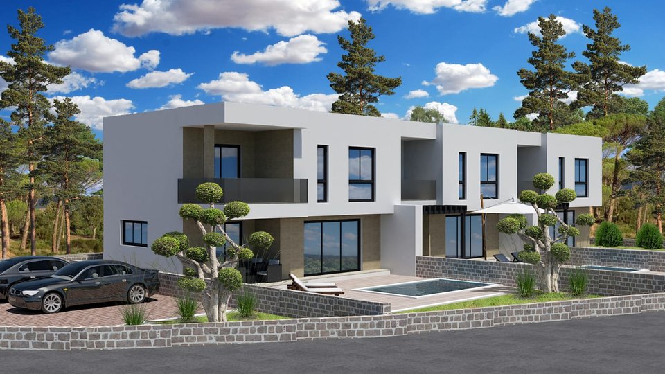 Luxurious two-story apartment with a pool in a modern triplex villa - Vodice!