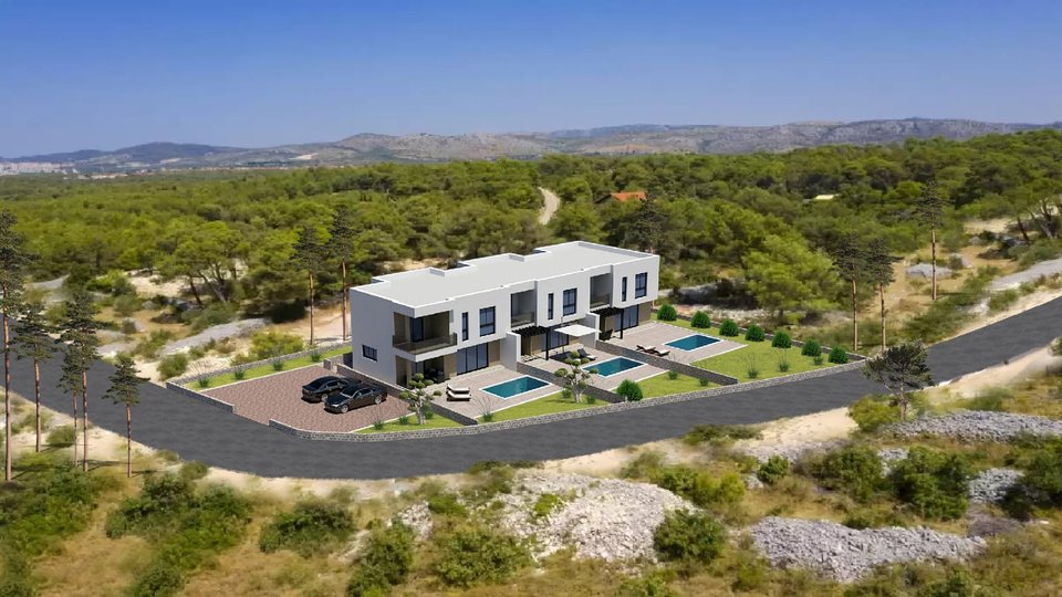 Luxurious two-story apartment with a pool in a modern triplex villa - Vodice!
