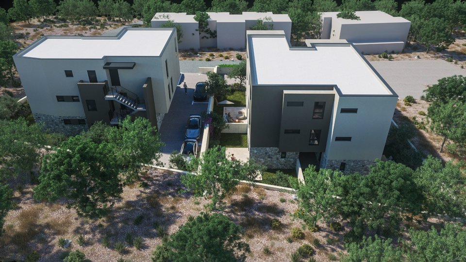 Modern apartment with a garden in a new building 400 m from the beach in the vicinity of Šibenik!