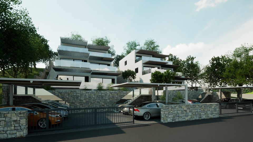 Luxury apartment with a garden in a new building, first row by the beach in the vicinity of Šibenik!