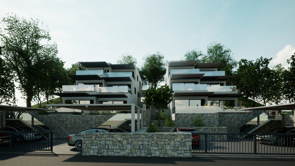 Luxuswohnung mit Garten in einem Neubau, erste Reihe am Strand in der Nähe von Šibenik!
