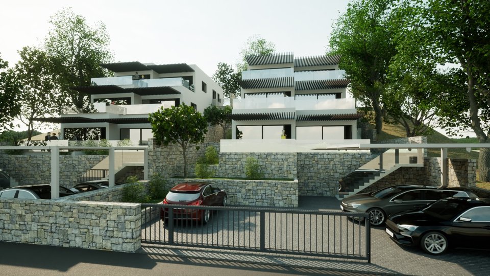 Роскошная квартира с садом в новом доме, первый ряд у пляжа в окрестностях Шибеника!