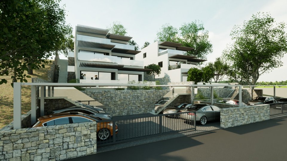 Luxuswohnung mit Garten in einem Neubau, erste Reihe am Strand in der Nähe von Šibenik!