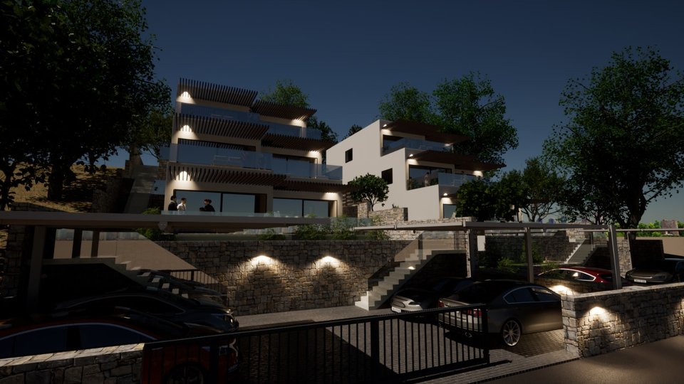 Luxury apartment with a garden in a new building, first row by the beach in the vicinity of Šibenik!