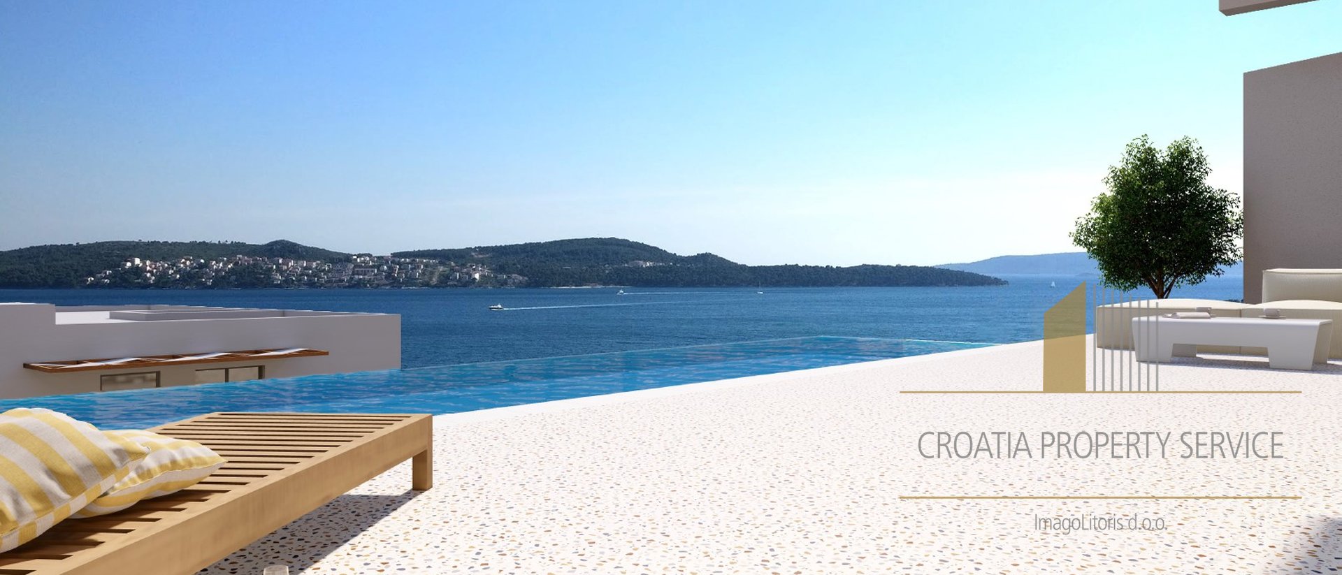 Otkrijte oazu mira i luksuza u srcu Trogira - raskošnu modernu vilu s prekrasnim pogledom na more.