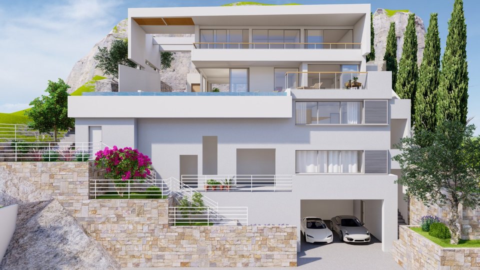 Otkrijte oazu mira i luksuza u srcu Trogira - raskošna moderna vila s prekrasnim pogledom na more!