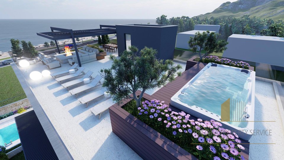 Luxury apartment with garden and private pool, first row to the sea - Sukošan!