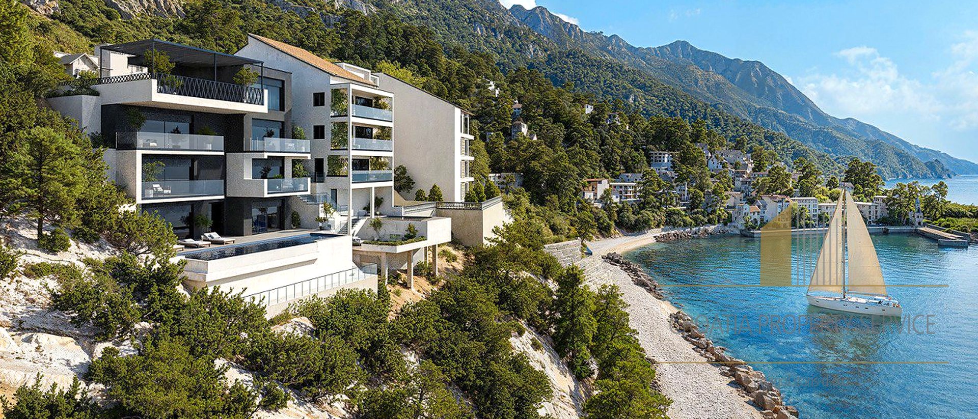 Luxury villa with swimming pool and elevator - first row next to the beach on the Omiš Riviera!