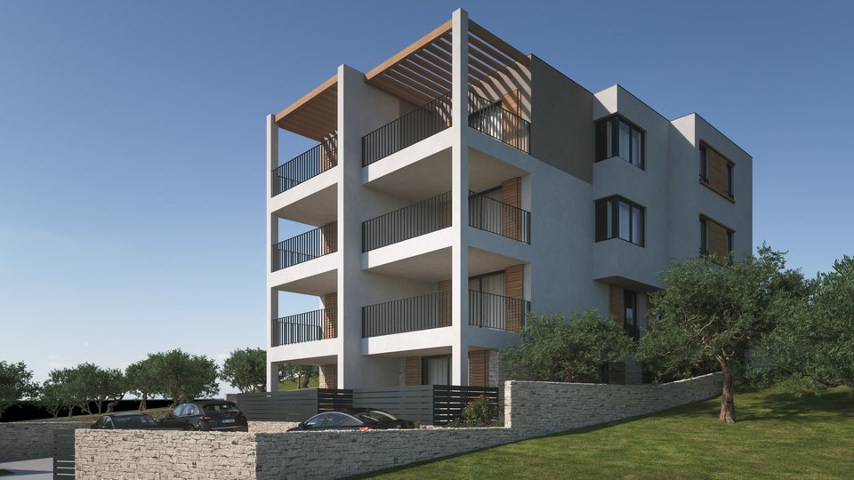 Moderne Wohnung mit Garten in einem neuen Gebäude am Meer - der Insel Murter!