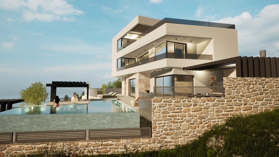 Luxury villa with a beautiful view of the sea in the vicinity of Rogoznica!