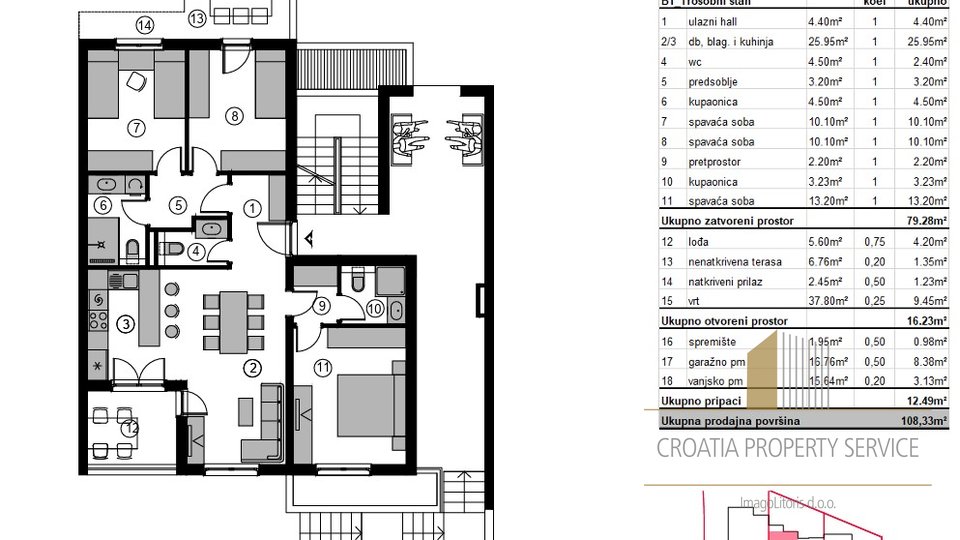 Appartamento, 108 m2, Vendita, Podstrana